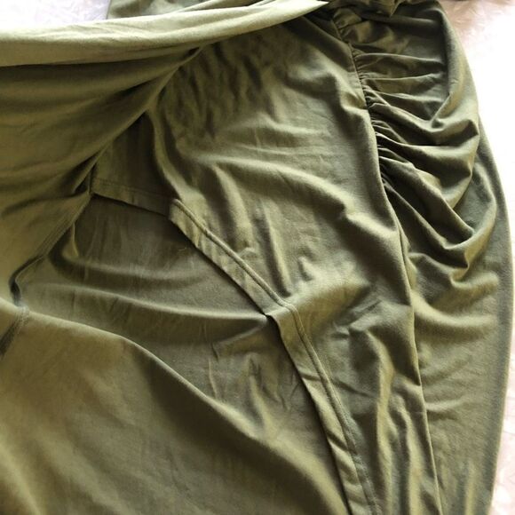 btfbm army green one shoulder wrap dress wedding guest summer vaca resort sz med - Picture 11 of 12